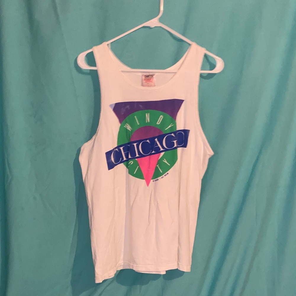 Vintage White Oneita cotton Chicago Graphic Tank Top CLEAN